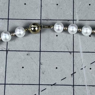 14K and Real Pearl Necklace - PRETTY! 
