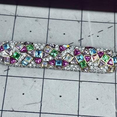 Bejeweled SWAROVSKI Colorful Cut Cabochons Super Pretty!! Brooch Pin