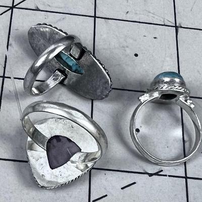 3 Rings 2 Turquoise and 1 other 