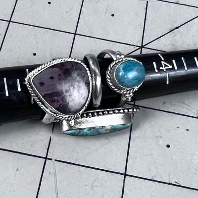 3 Rings 2 Turquoise and 1 other 