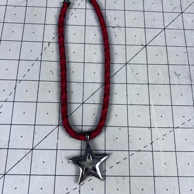 Silver 925 STAR Pendant on RED Rope