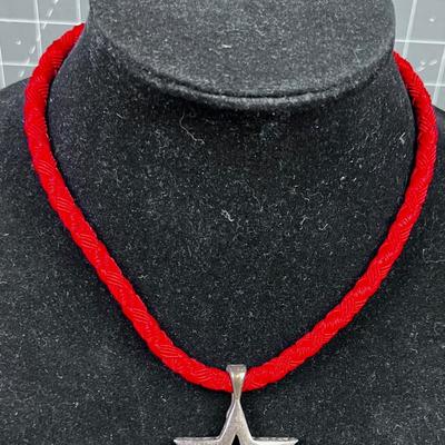 Silver 925 STAR Pendant on RED Rope