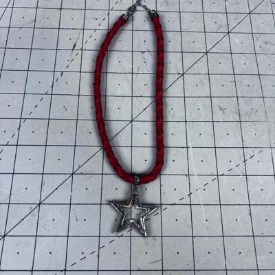 Silver 925 STAR Pendant on RED Rope