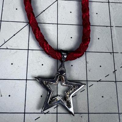 Silver 925 STAR Pendant on RED Rope
