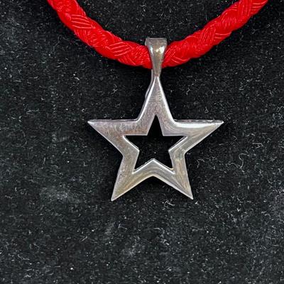 Silver 925 STAR Pendant on RED Rope
