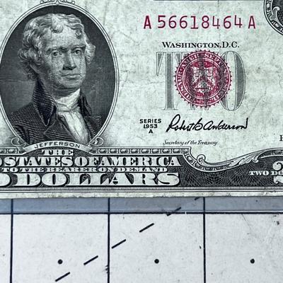 1953 Series A RED SEAL Two Dollar Bill 