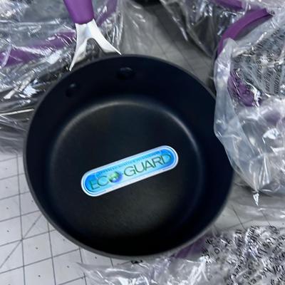 NEW Pot and Pan SET Gray & Purple NEW GORDAN RAMSEY Signature Series (4 Pans plus 4 lids) NEW 