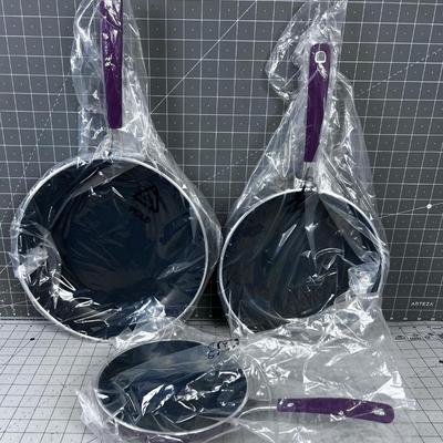 3 Piece Kitchen Aid Fry Pan Set Brand NEW 