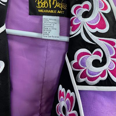 BOB MACKIE Wearable ART - Jacket 100% Silk Purple 