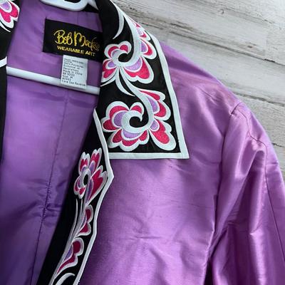 BOB MACKIE Wearable ART - Jacket 100% Silk Purple 