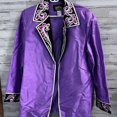 BOB MACKIE Wearable ART - Jacket 100% Silk Purple 