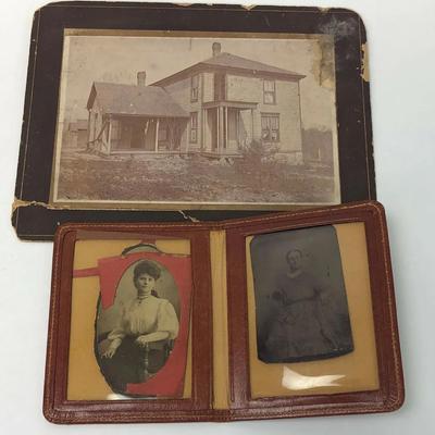  antique FAMILY HOMESTEAD & PORTRAIT PHOTOS albumen tintype