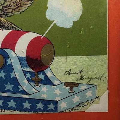  antique 1908 FOURTH OF JULY PATRIOTIC POSTCARDS framed