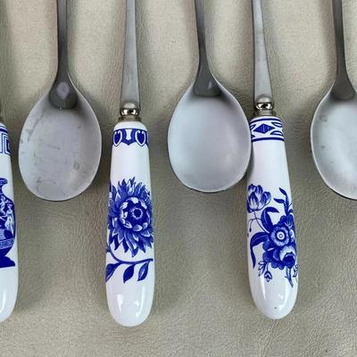  SPODE BLUE ROOM COLLECTION SET OF 6 TEASPOONS