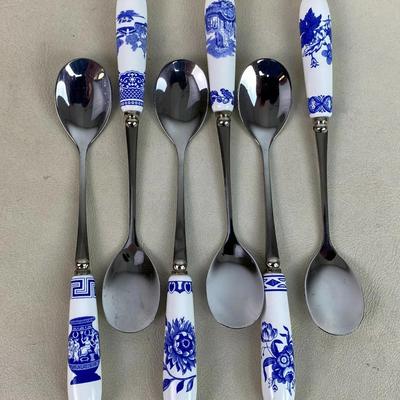  SPODE BLUE ROOM COLLECTION SET OF 6 TEASPOONS