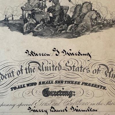 1923 Presidential Appointment SIGNED by Edwin Denby, Secretary of Navy