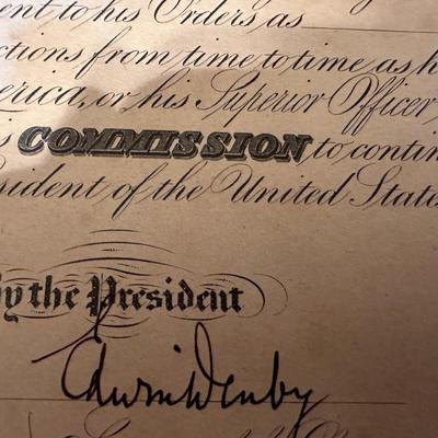 1923 Presidential Appointment SIGNED by Edwin Denby, Secretary of Navy