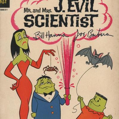 Mr. & Mrs. J. Evil Scientist signed by Hanna and Barberra comic book