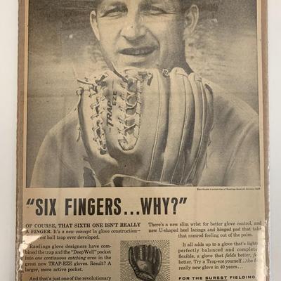 Stan Musial Rawlings Baseball Glove Advertisement