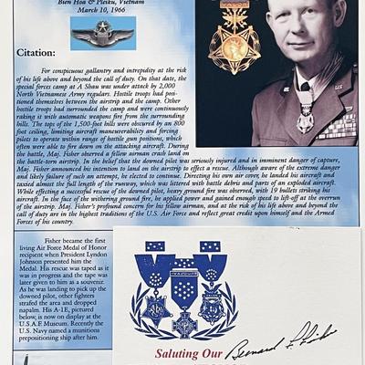 WWII Bernard E. Fisher signed Medal of Honor citation sheet