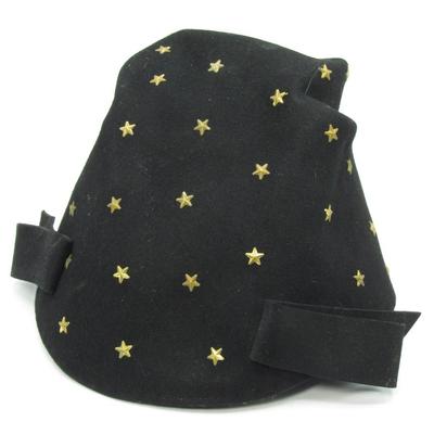 New York Creations Size Small Military Style Vintage Ladies Hat Black with Gold Stars