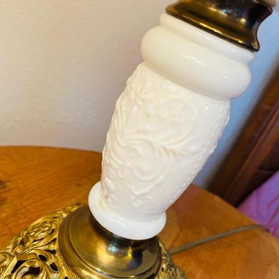 Pair of matching Antique Milk Glass lamps