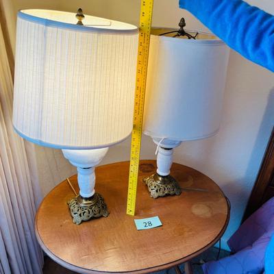 Pair of matching Antique Milk Glass lamps
