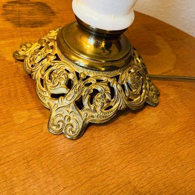 Pair of matching Antique Milk Glass lamps