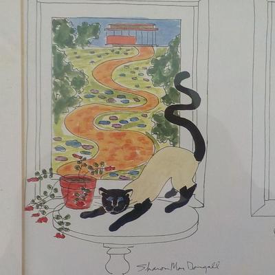 " The cat's Meow", water color by Sharon MacDougall.