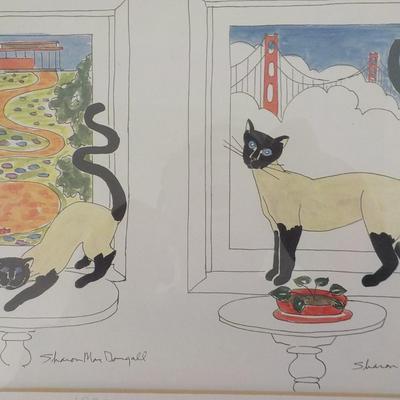 " The cat's Meow", water color by Sharon MacDougall.
