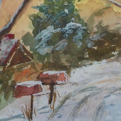 Orginal water color painting " North Conway Winter" by J Hammel.