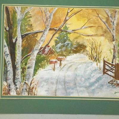 Orginal water color painting " North Conway Winter" by J Hammel.