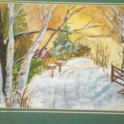 Orginal water color painting " North Conway Winter" by J Hammel.