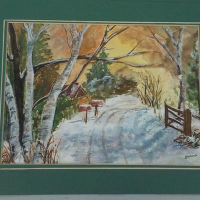 Orginal water color painting " North Conway Winter" by J Hammel.