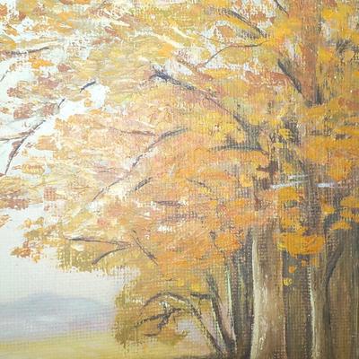 " New England Autumn 1953" original oil painting by Joyce Hammel.