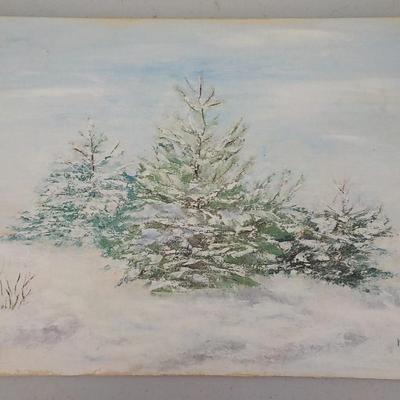 Th Snow Has fallen, 1965, Original Oil by J. Hammel.