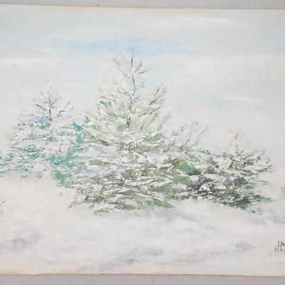 Th Snow Has fallen, 1965, Original Oil by J. Hammel.