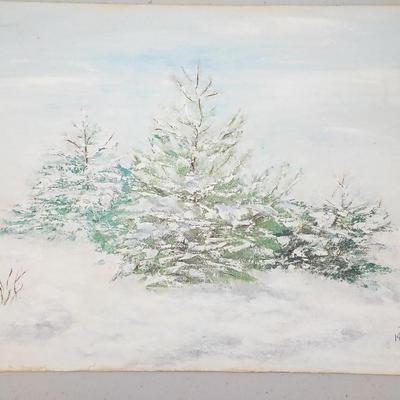 Th Snow Has fallen, 1965, Original Oil by J. Hammel.