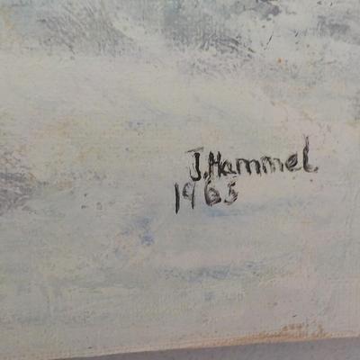 Th Snow Has fallen, 1965, Original Oil by J. Hammel.