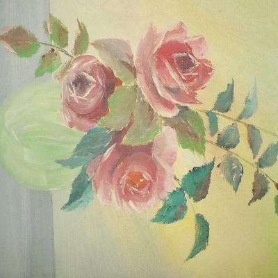 Original Oil 1900's " Love Roses" by Anton Jahn"
