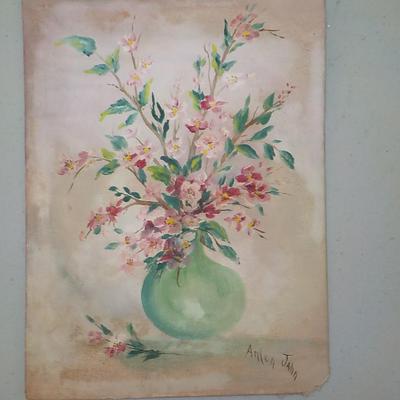 " Wild Flowers" by Anton Jahn, dated 1900's Oil..
