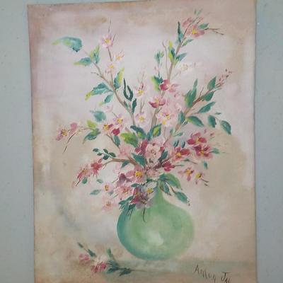 " Wild Flowers" by Anton Jahn, dated 1900's Oil..