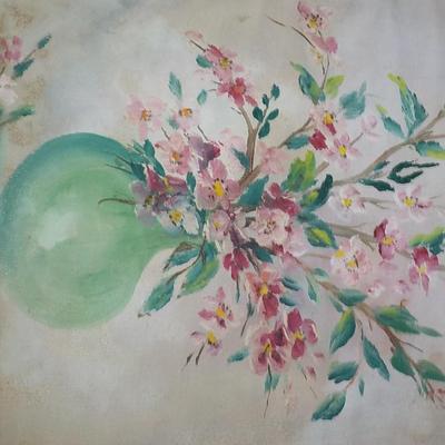" Wild Flowers" by Anton Jahn, dated 1900's Oil..