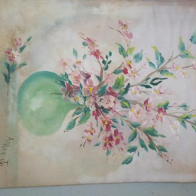 " Wild Flowers" by Anton Jahn, dated 1900's Oil..