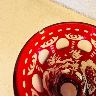 Bohemian Ruby Cut to clear vases