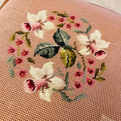 Antique side chair with needle work seat