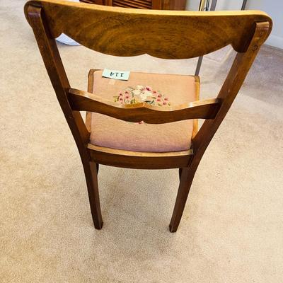 Antique side chair with needle work seat
