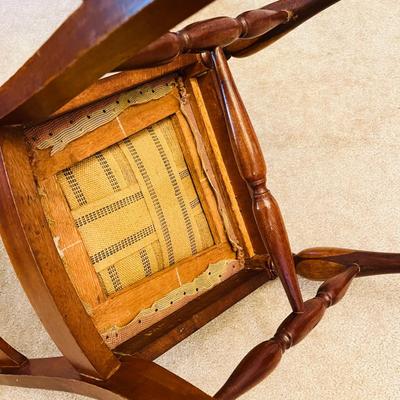 Antique side chair with needle work seat