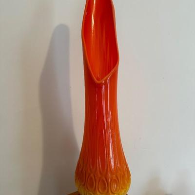 VINTAGE LE SMITH BITTERSWEET SWUNG GLASS TALL VASE