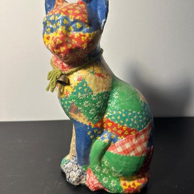 PATCHWORK QUILT DECOUPAGE CAT DOOR STOP